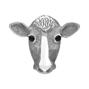 Sterling Silver Whitby Jet Large Cow Stick Pin M375