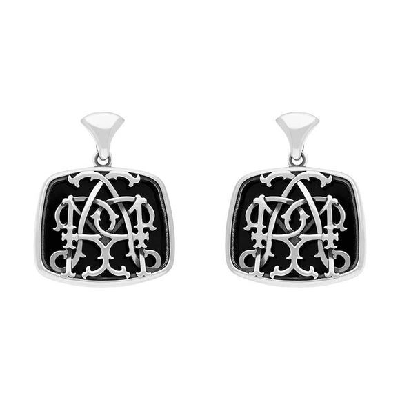 Sterling Silver Whitby Jet Mary Modena Drop Earrings, E1608