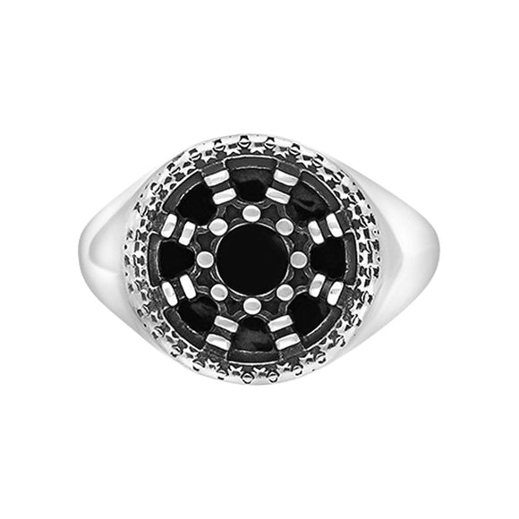 Sterling Silver Whitby Jet Portoro Ring