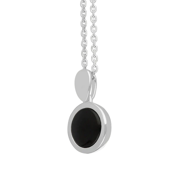 Sterling Silver Whitby Jet Round Open Back Necklace