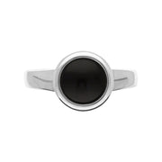 Sterling Silver Whitby Jet Round Ring, R864_3