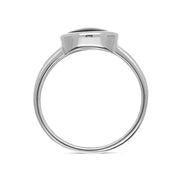 Sterling Silver Whitby Jet Round Ring, R864_2