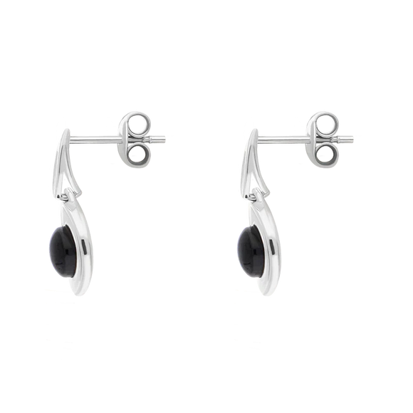 Sterling Silver Whitby Jet Round Swirl Drop Earrings E2564_2