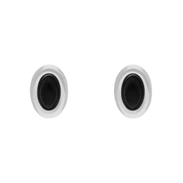 Sterling Silver Whitby Jet Small Oval Stud Earrings, E1575.