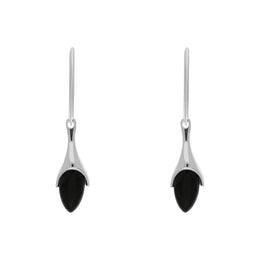 Sterling Silver Whitby Jet Tapered Marquise Drop Earrings E756