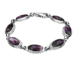 Sterling Silver Blue John Ribbed Oval Four Piece Set. S016 