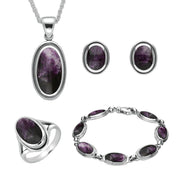 Sterling Silver Blue John Ribbed Oval Four Piece Set. S016 