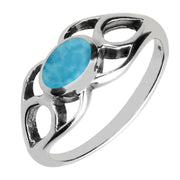 Silver Turquoise Oval Pierced Shoulder Ring R146