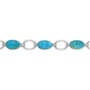 00087916 Turquoise Bracelet Oval 7 Stone Silver