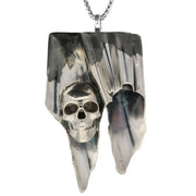 00128695 Unique Gothic Necklace Skull With Icicle Effect Silver Large PUNQ0004635