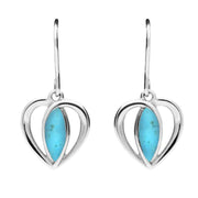 Sterling Silver Turquoise Heart Drop Earrings E1914