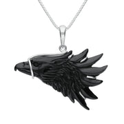 00153667 C W Sellors Sterling Silver Whitby Jet Carved Eagle Head Necklace, PUNQ0006194.