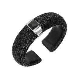 00165554 Sterling Silver Whitby Jet Stingray Unique Black Bangle, BUNQ0001077
