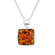 00178881 Sterling Silver Orange Amber Square Necklace, P3513_C.