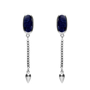 00181148 Sterling Silver Sodalite Lineaire Medium Drop Stud Earrings, E2241.