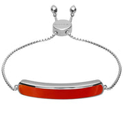 00181220 Sterling Silver Carnelian Lineaire Long Bracelet, B1071.