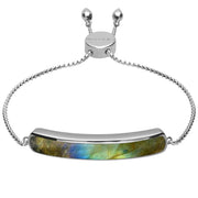 00181231 Sterling Silver Labradorite Lineaire Long Bracelet, B1071.