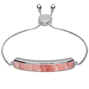 00181247  Sterling Silver Rhodochrosite Lineaire Long Bracelet, B1071.