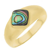 9ct Yellow Gold Abalone Cushion Shape Ring, R230.