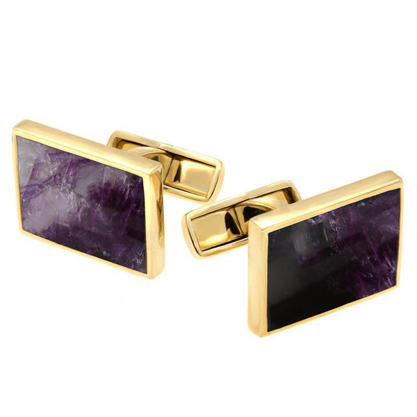 9ct Yellow Gold Blue John Oblong Cufflinks, CL416.