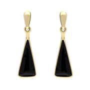 9ct Yellow Gold Whitby Jet Triangle Drop Earrings E145