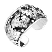 00180570 Sterling Silver Oak Leaf Cuff Bangle, B1173.