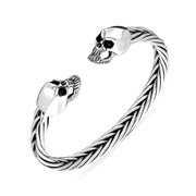 00180603 Sterling Silver Skull Twist Bangle, B1175.