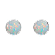 C W Sellors Sterling Silver Opal 5mm Classic Small Round Stud Earrings, E002.C W Sellors Sterling Silver Opal 5mm Classic Small Round Stud Earrings, E002.