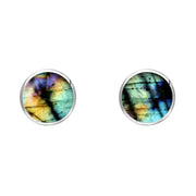 C W Sellors Sterling Silver Spectrolite 5mm Classic Small Round Stud Earrings, E002.