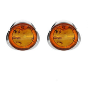 Sterling Silver Amber Round Tapered Edge Stud Earrings, E2172