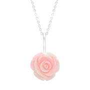 Sterling Silver Pink Conch Tuberose 20mm Rose Necklace