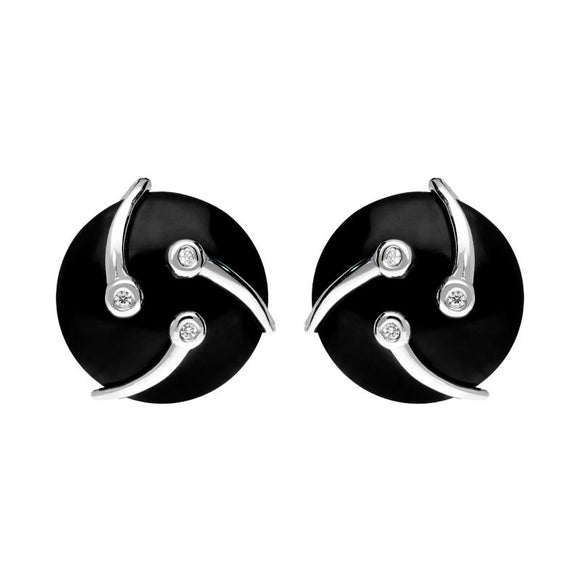 Platinum Diamond and Whitby Jet Shooting Stars Earrings D