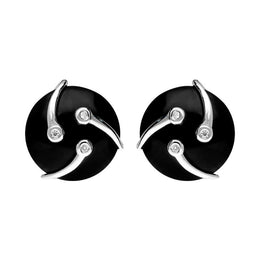 Platinum Diamond and Whitby Jet Shooting Stars Earrings D