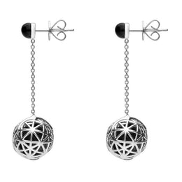 Platinum Whitby Jet Diamond Sphere Drop Earrings E1385