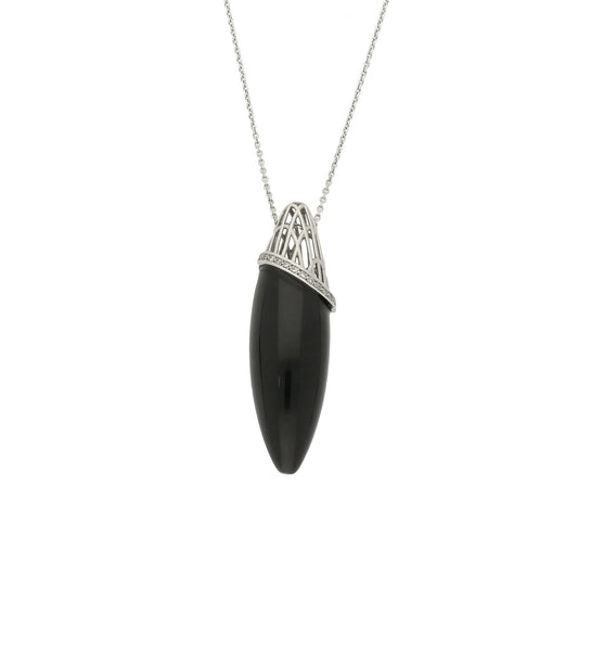 Platinum Diamond and Whitby Jet  Cosmic Large Necklace P1693C