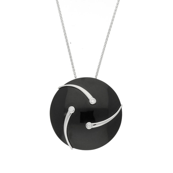 Platinum Diamond and Whitby Jet Shooting Stars Necklace P1695C