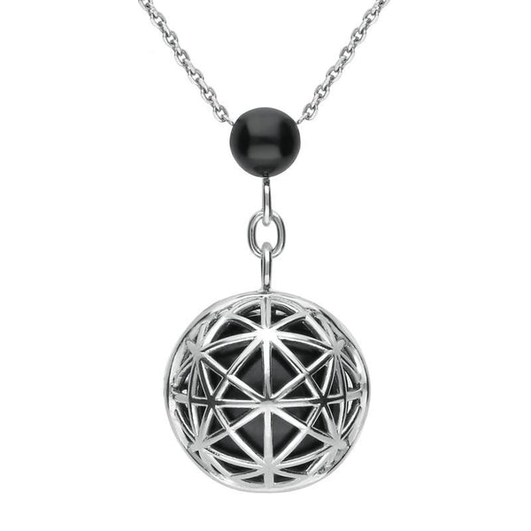 Platinum Whitby Jet Diamond Sphere Cage Necklace P1831C