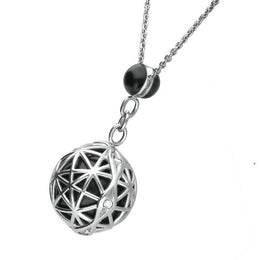 Platinum Whitby Jet Diamond Sphere Cage Necklace P1831C
