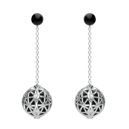 Platinum Whitby Jet Diamond Sphere Drop Earrings E1385