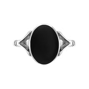 Sterling Silver Whitby Jet Heritage Oval Split Shoulder Ring