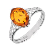 Sterling Silver Amber Pierced Celtic Ring R924