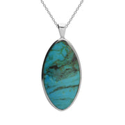 Silver Turquoise Large Oval Stone Necklace P079