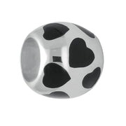 Silver Whitby Jet Barrel Hearts Charm G500
