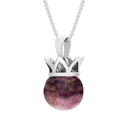 Sterling Silver Blue John Royal Coronet 11mm Bead Pendant, P1920