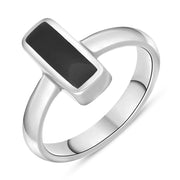 Sterling Silver Whitby Jet Slim Oblong Ring