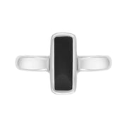 Sterling Silver Whitby Jet Slim Oblong Ring