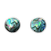 Sterling Silver Abalone 6mm Classic Medium Round Stud Earrings, E003