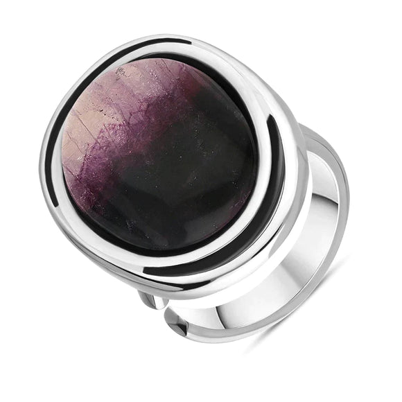 Sterling Silver Blue John Oval Split Frame Statement Ring, R517