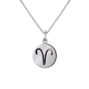 Sterling Silver Blue John Zodiac Aries Round Necklace, P3600