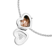 Sterling Silver Cubic Zirconia Heart Keepsake Locket Bracelet, B1247.